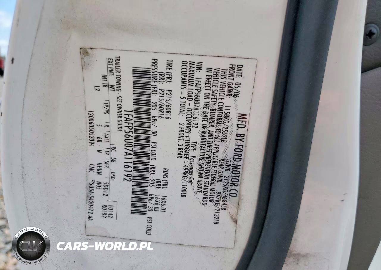 2007 Ford Taurus Sel VIN:1FAFP56U07A116192 - 13
