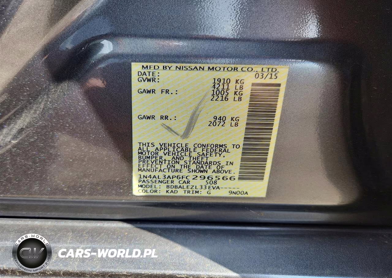 2015 Nissan Altima VIN:1N4AL3AP6FC296566 - 12