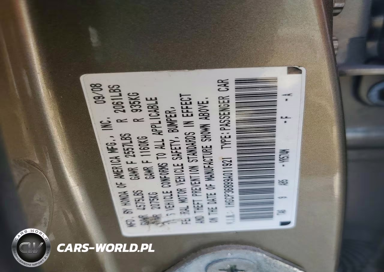 2009 Honda Accord Exl VIN:1HGCP36899A011921 - 13