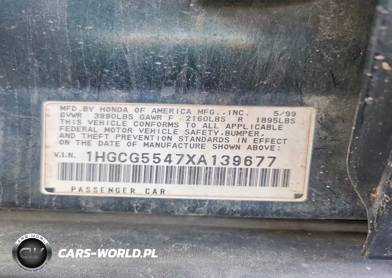 1999 Honda Accord Lx VIN:1HGCG5547XA139677 - 12