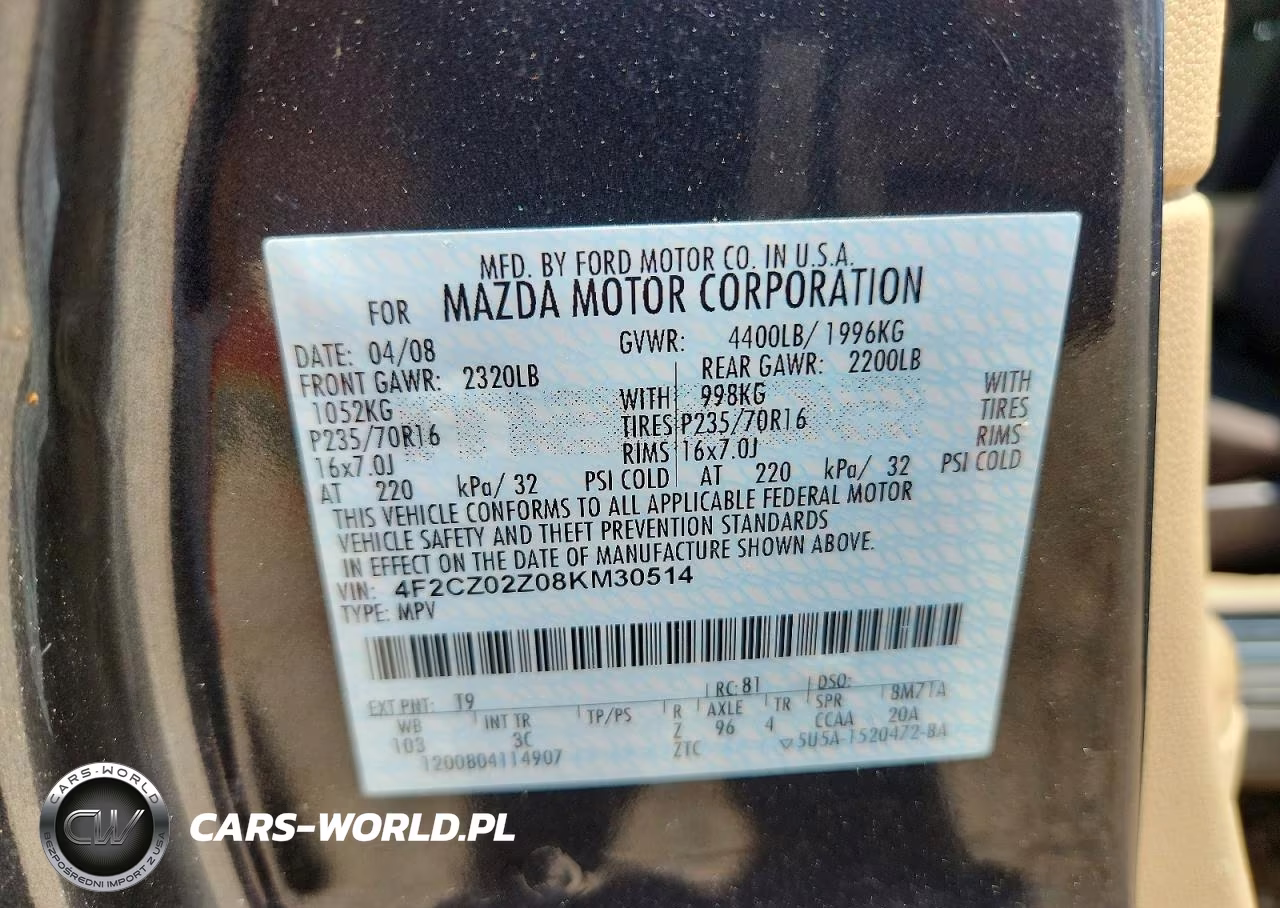 2008 Mazda Tribute I VIN:4F2CZ02Z08KM30514 - 13
