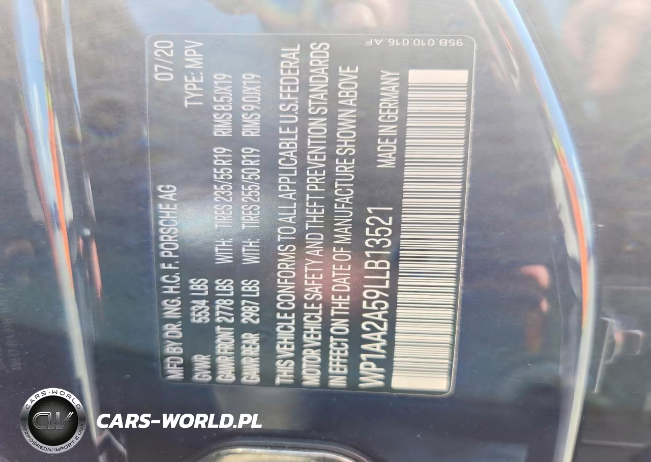 2020 Porsche Macan VIN:WP1AA2A59LLB13521 - 13