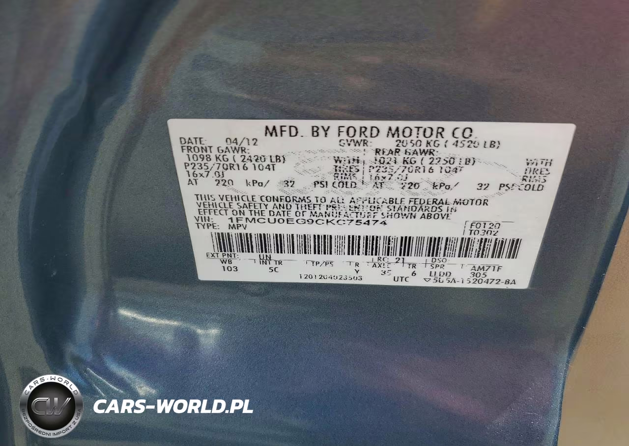 2012 Ford Escape Limited VIN:1FMCU0EG9CKC75474 - 13