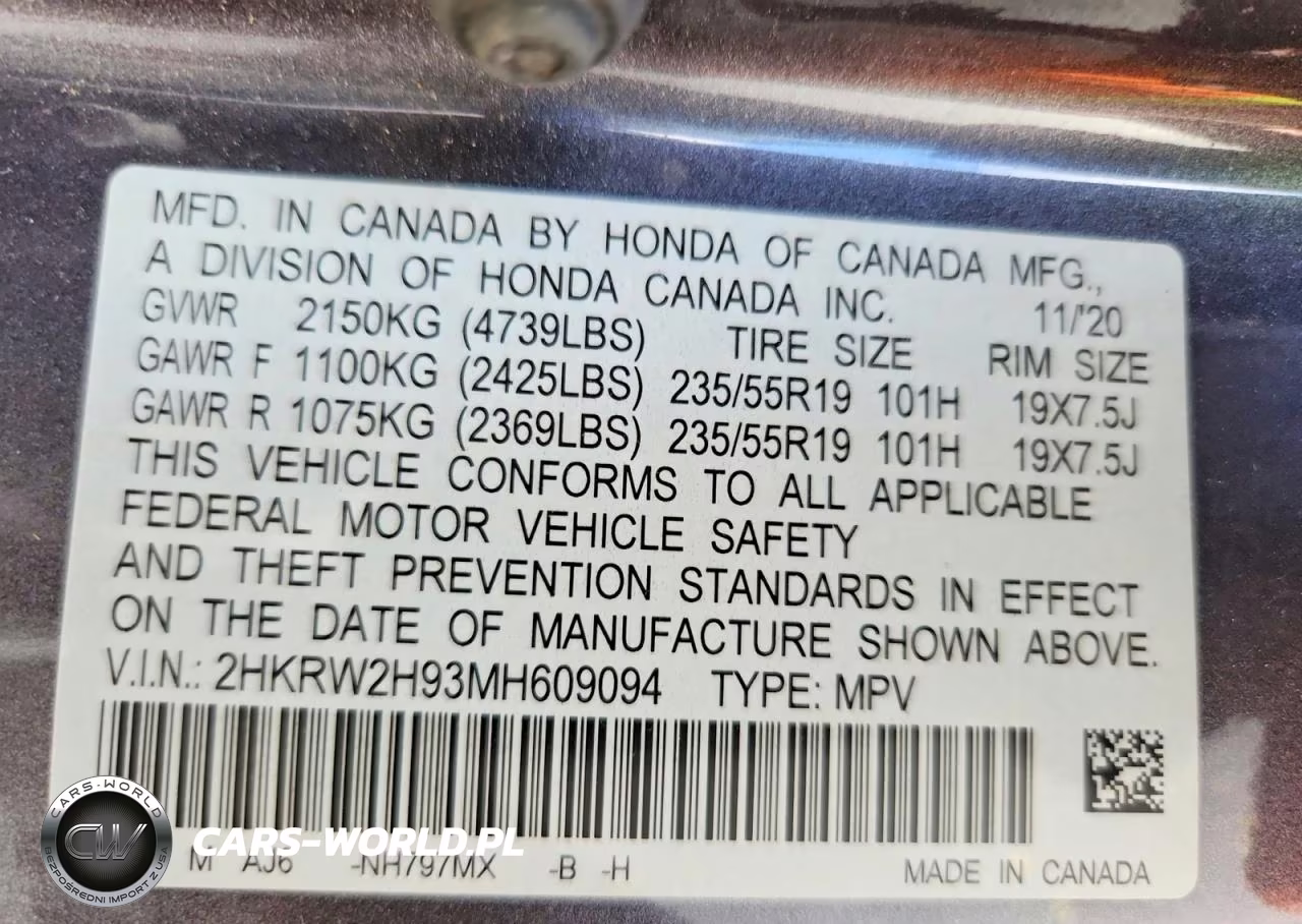 2021 Honda Cr-V Touring VIN:2HKRW2H93MH609094 - 13