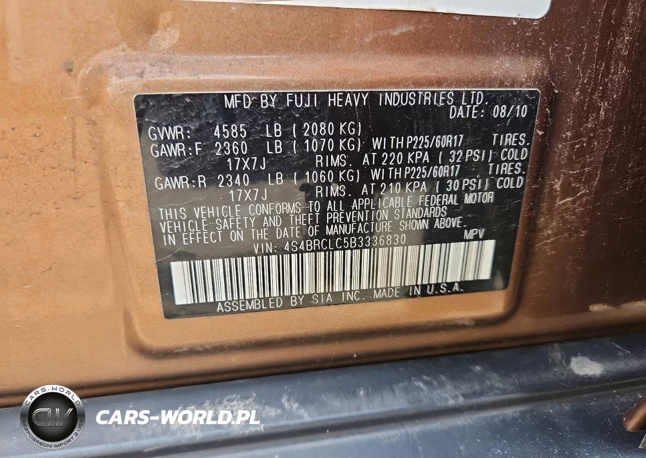 2011 Subaru Outback 2.5I Limited VIN:4S4BRCLC5B3336830 - 14
