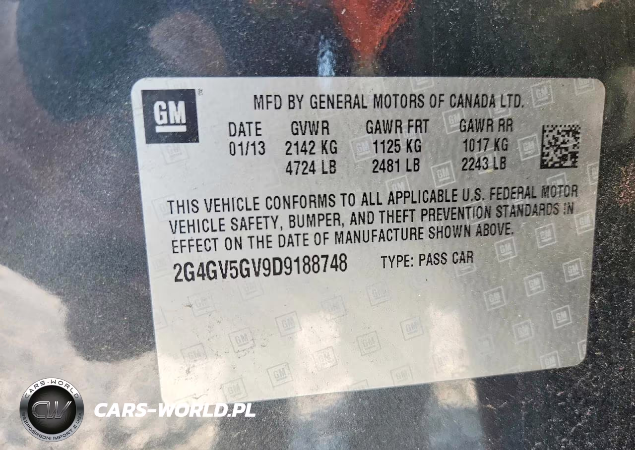 2013 Buick Regal Gs VIN:2G4GV5GV9D9188748 - 12