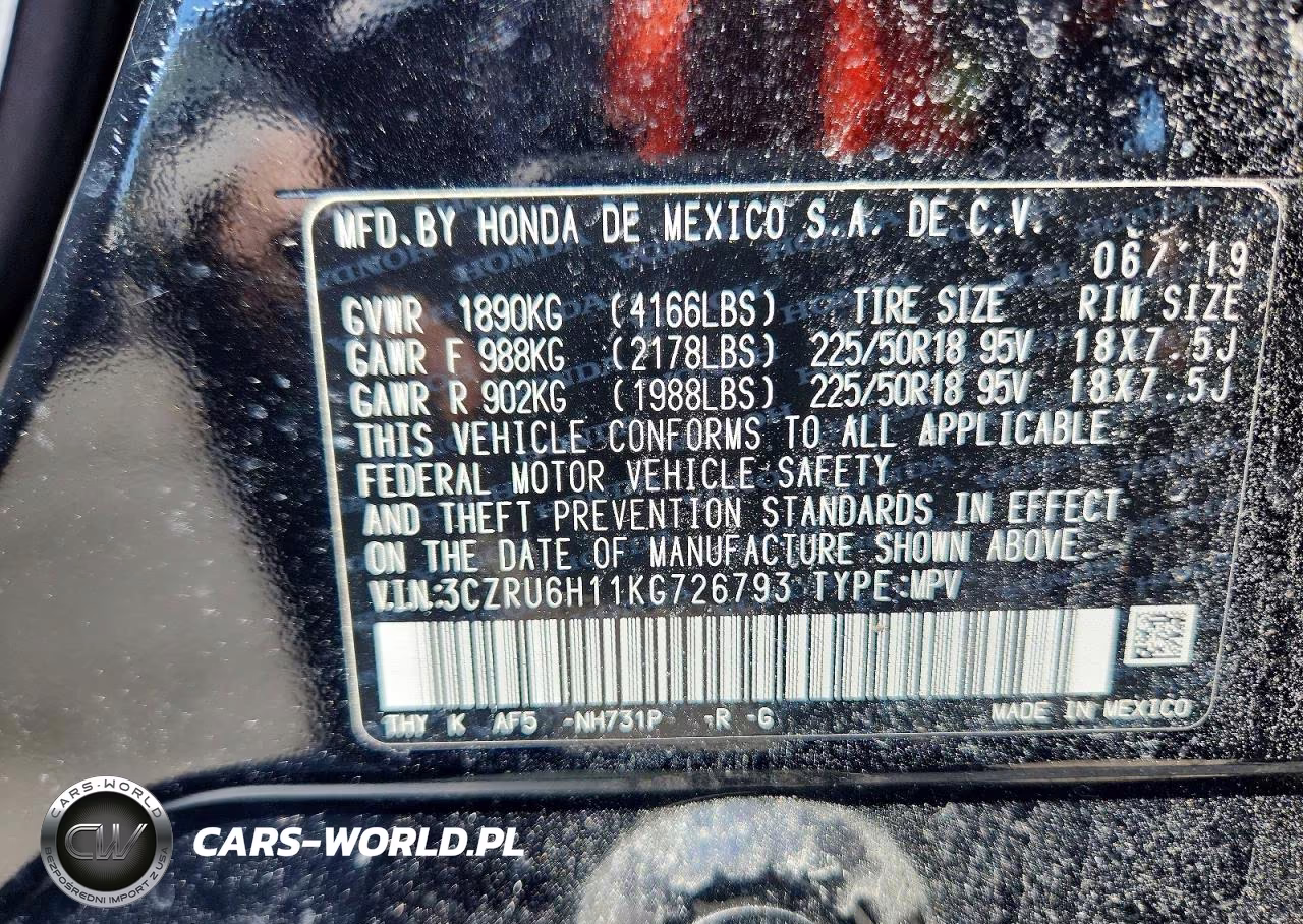 2019 Honda Hr-V Sport VIN:3CZRU6H11KG726793 - 14