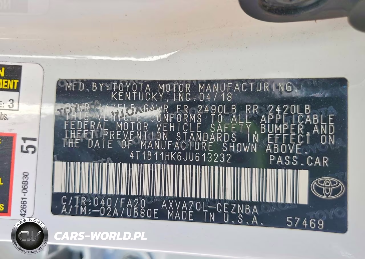 2018 Toyota Camry Le VIN:4T1B11HK6JU613232 - 12