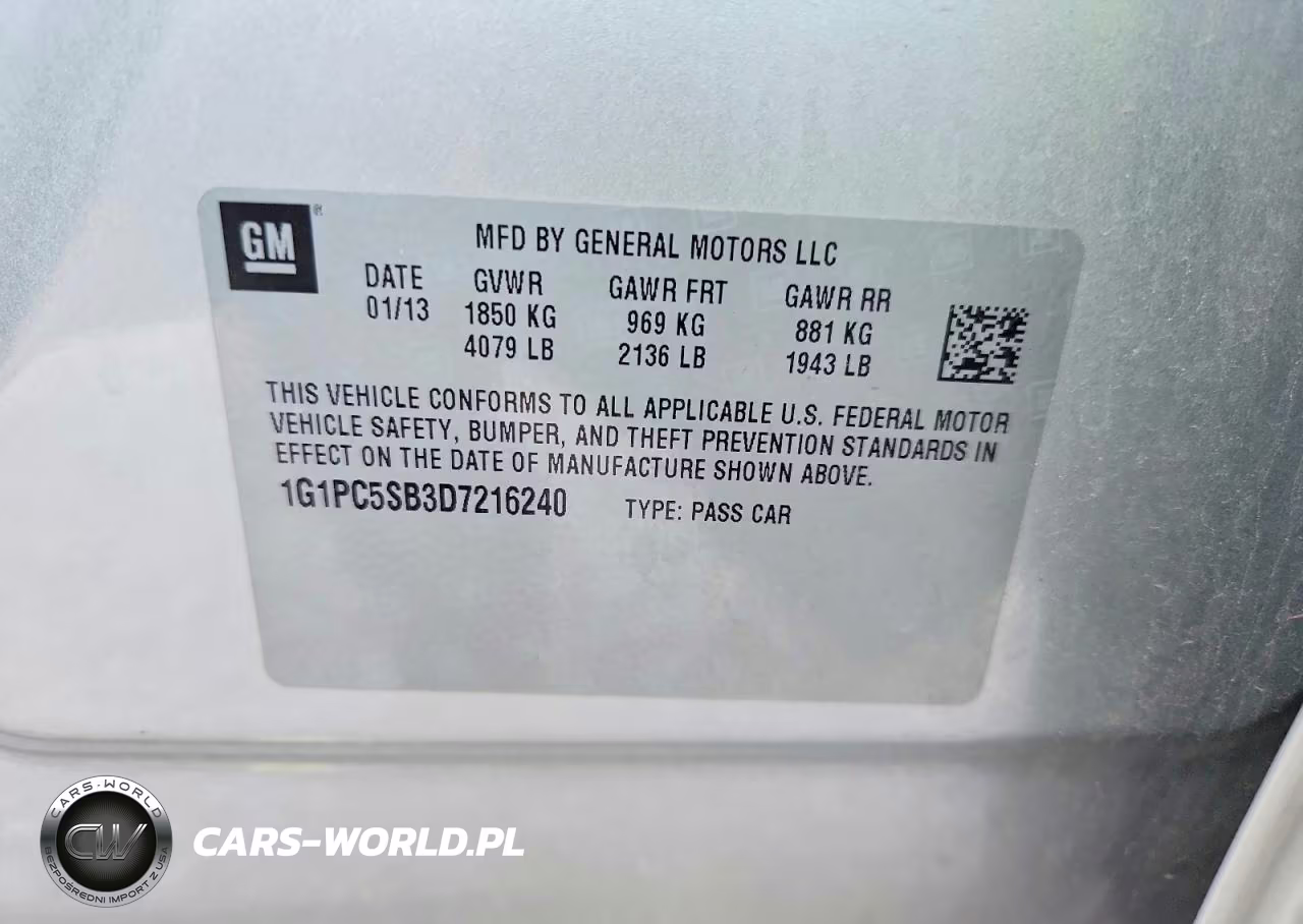2013 Chevrolet Cruze Lt VIN:1G1PC5SB3D7216240 - 12