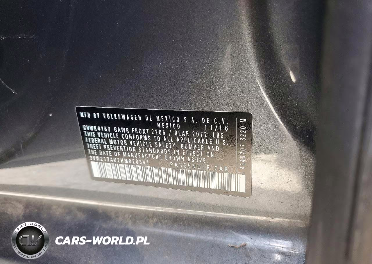 2017 Volkswagen Golf S VIN:3VW217AU2HM028341 - 12
