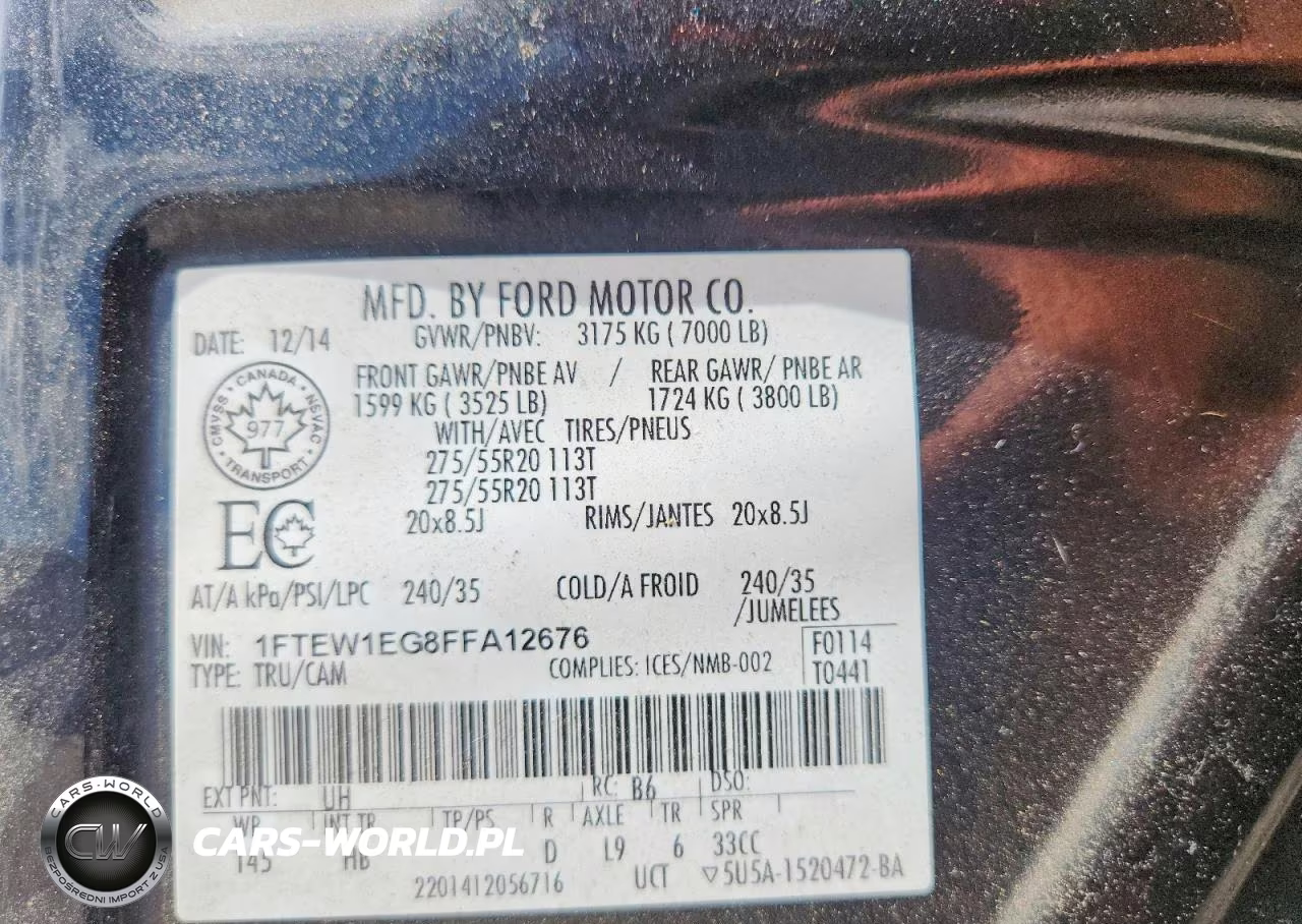 2015 Ford F150 Supercrew VIN:1FTEW1EG8FFA12676 - 12