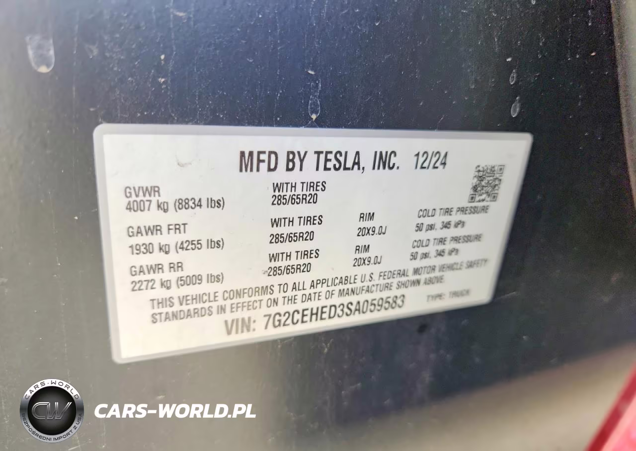 2025 Tesla Cybertruck VIN:7G2CEHED3SA059583 - 12