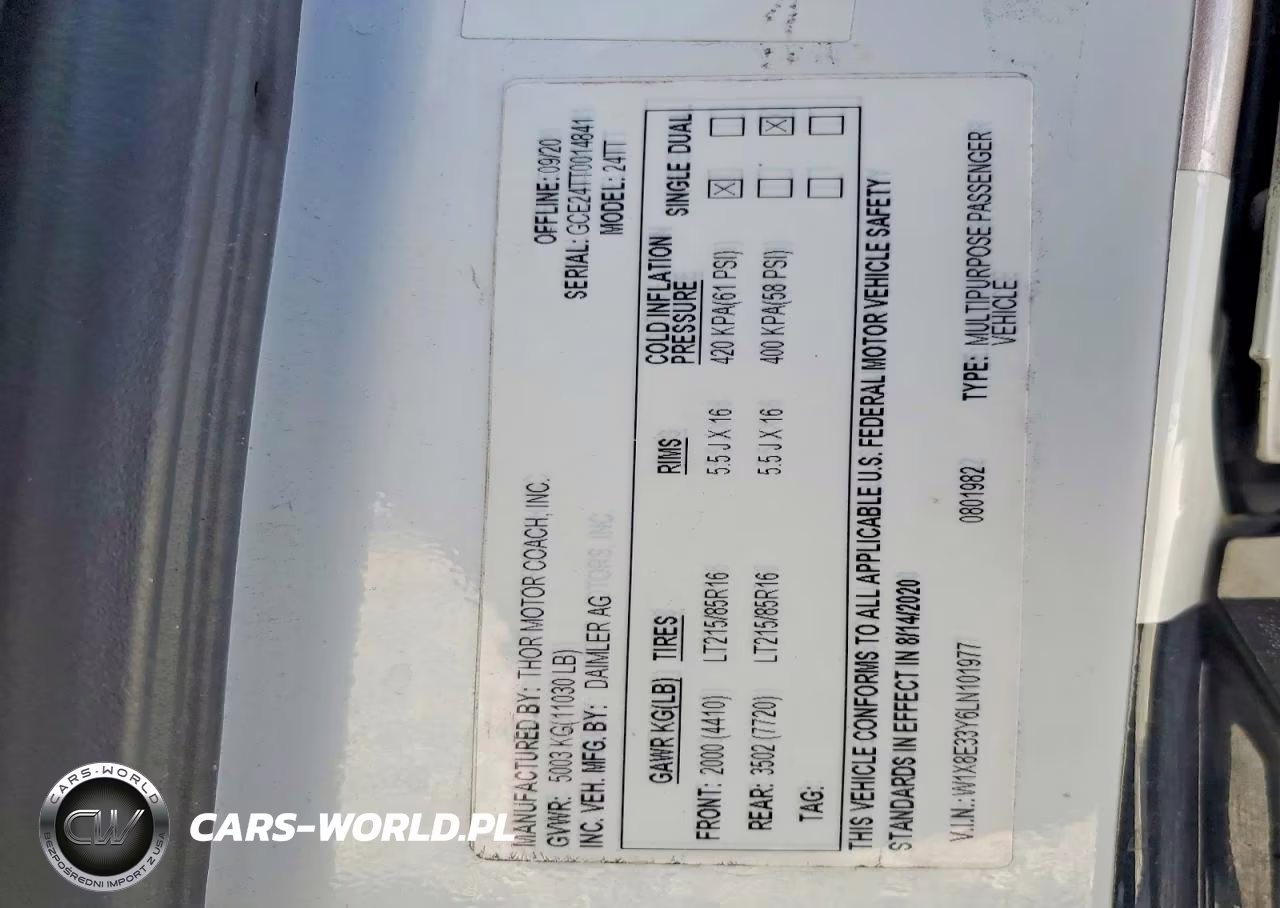 2020 Merz Sprinter 3 - Rv VIN:W1X8E33Y6LN101977 - 10