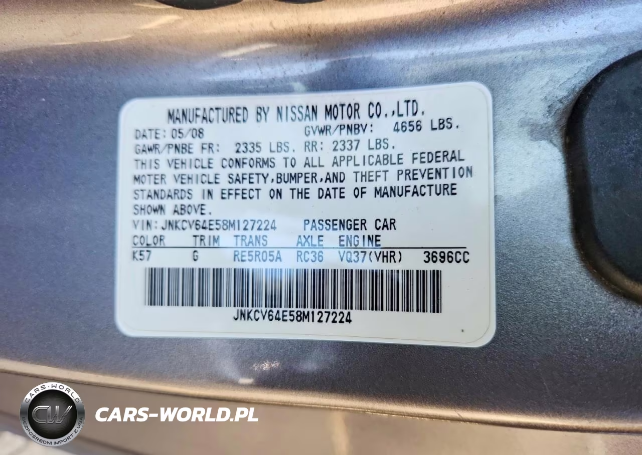 2008 Infiniti G37 Base VIN:JNKCV64E58M127224 - 12