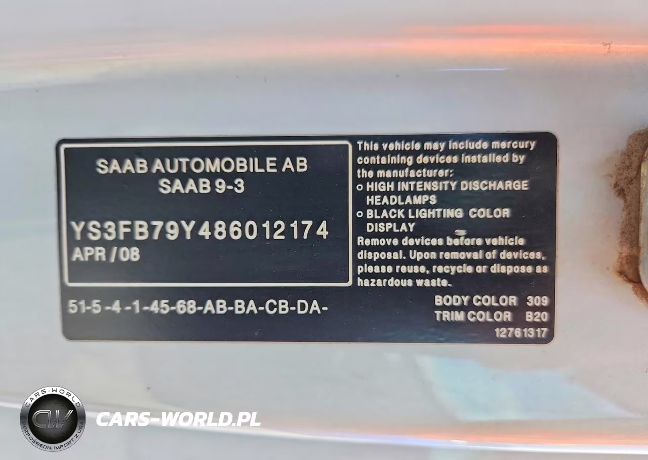 2008 Saab 9-3 2.0T VIN:YS3FB79Y486012174 - 12