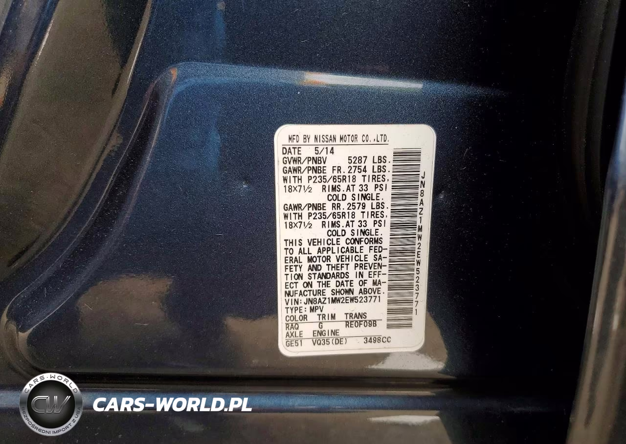 2014 Nissan Murano Sv VIN:JN8AZ1MW2EW523771 - 13