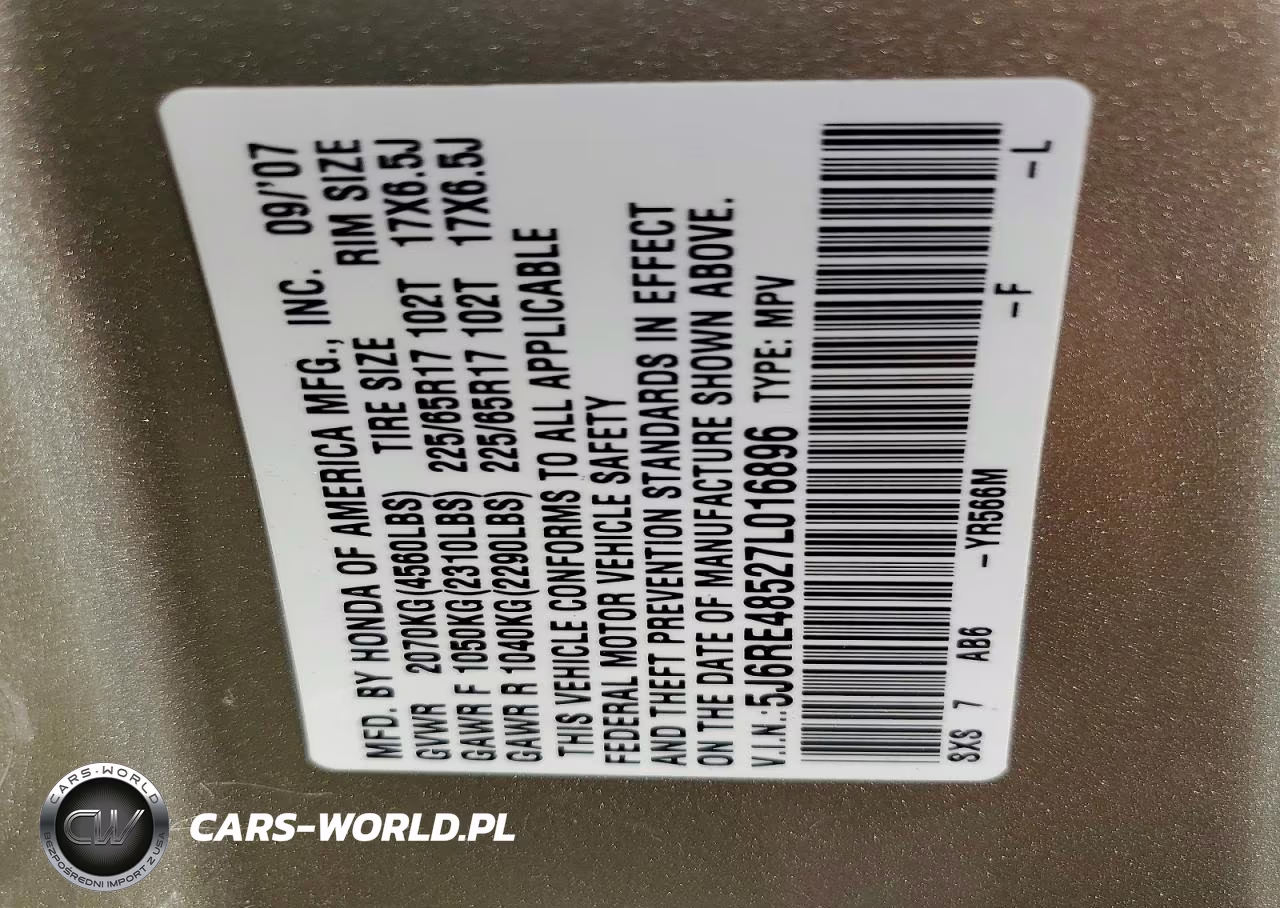 2007 Honda Cr-V Ex VIN:5J6RE48527L016896 - 13