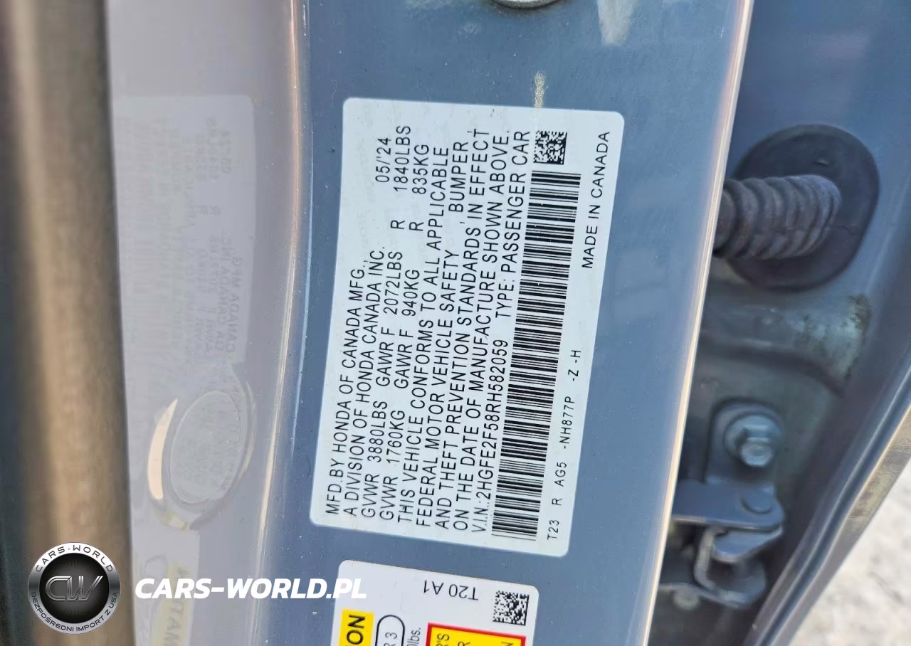 2024 Honda Civic Sport VIN:2HGFE2F58RH582059 - 12