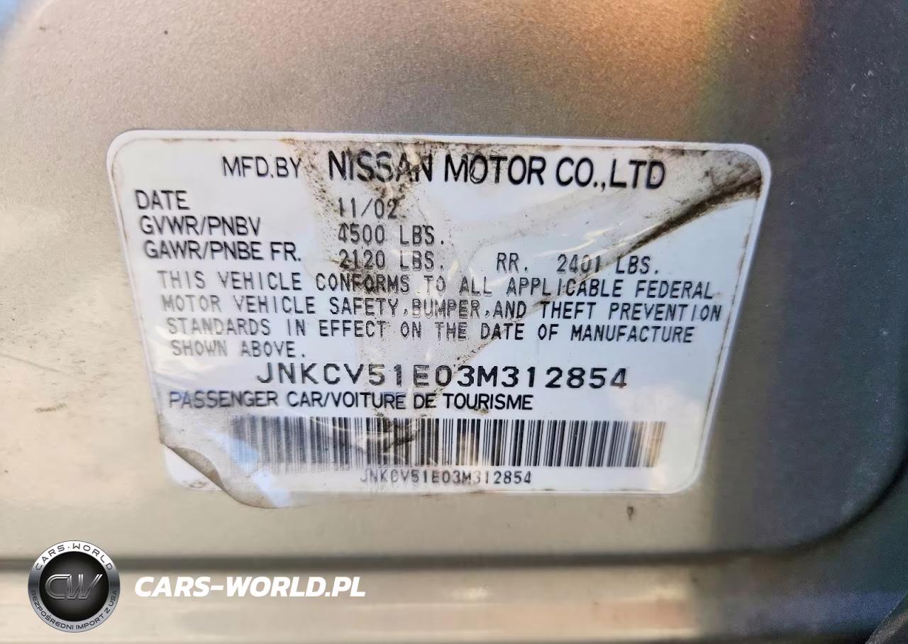 2003 Infiniti G35 Base VIN:JNKCV51E03M312854 - 12