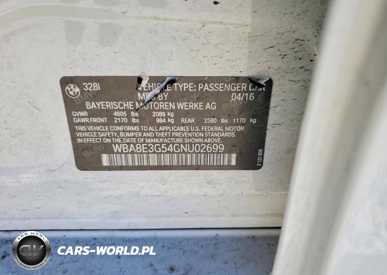 2016 BMW 328 Xi Sulev VIN:WBA8E3G54GNU02699 - 12