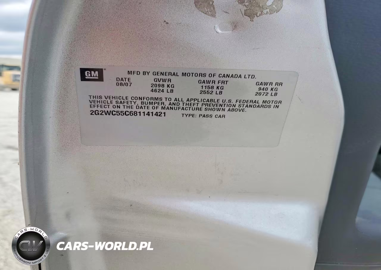 2008 Pontiac Grand Prix Gxp VIN:2G2WC55C681141421 - 12