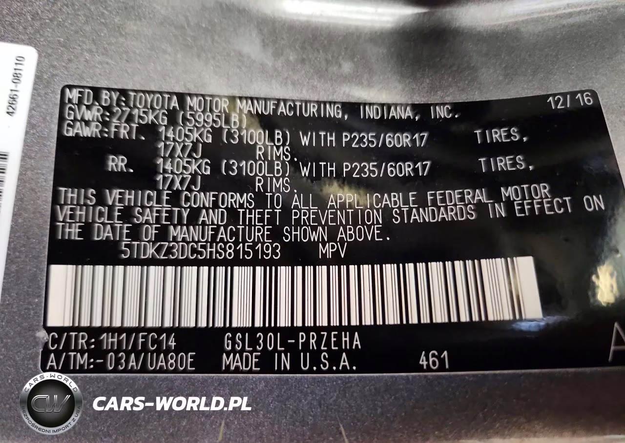 2017 Toyota Sienna Le VIN:5TDKZ3DC5HS815193 - 13