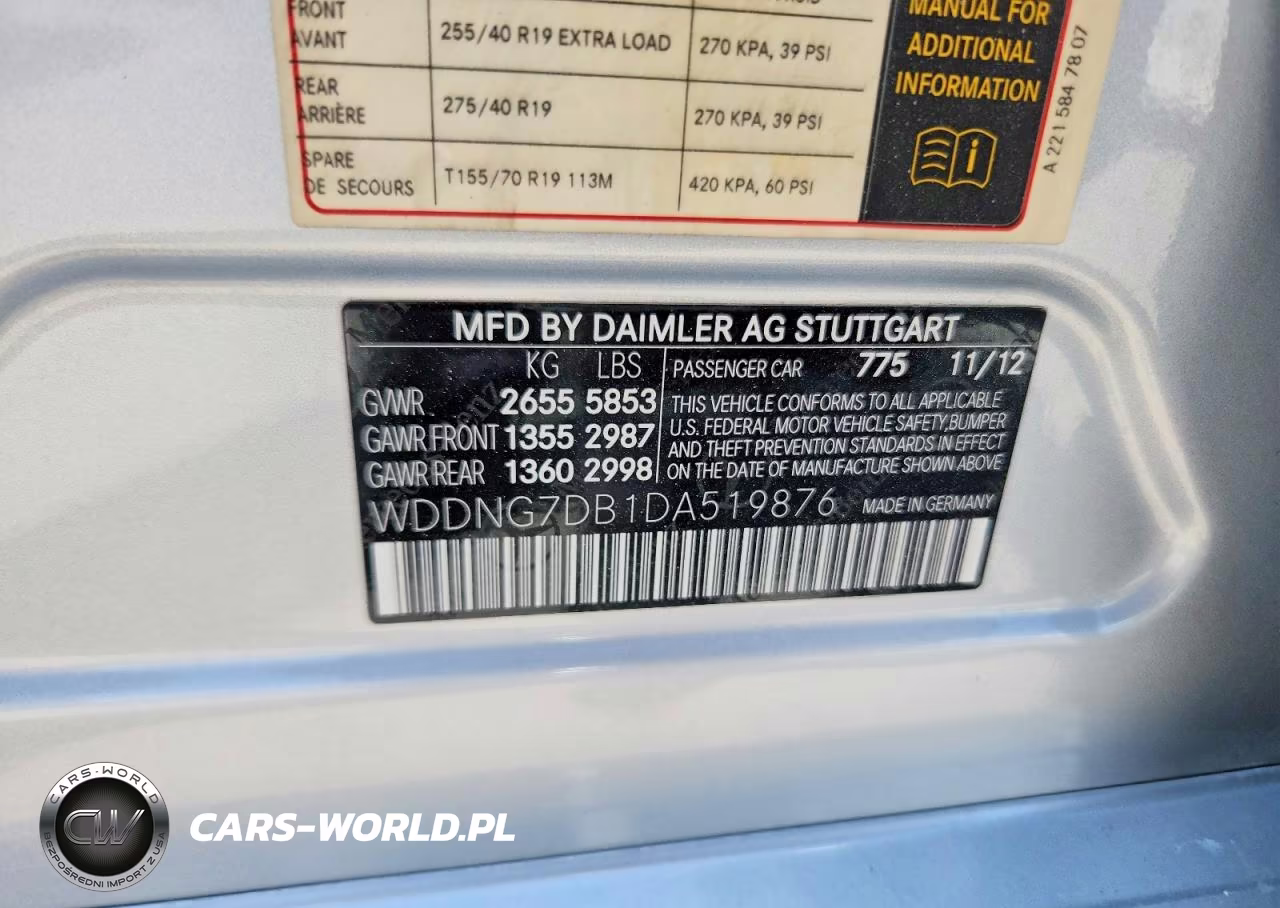 2013 Mercedes-Benz S 550 VIN:WDDNG7DB1DA519876 - 12