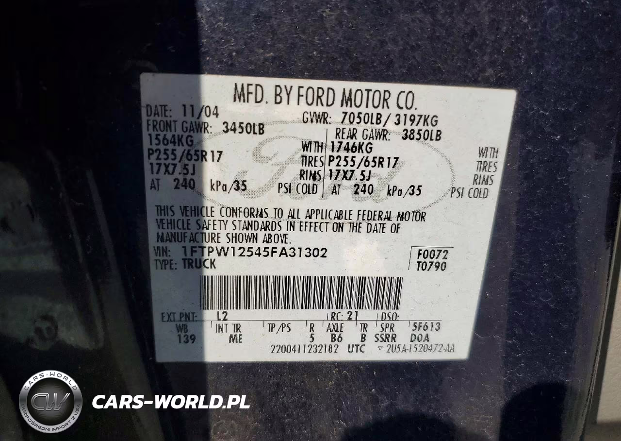 2005 Ford F150 Supercrew VIN:1FTPW12545FA31302 - 12