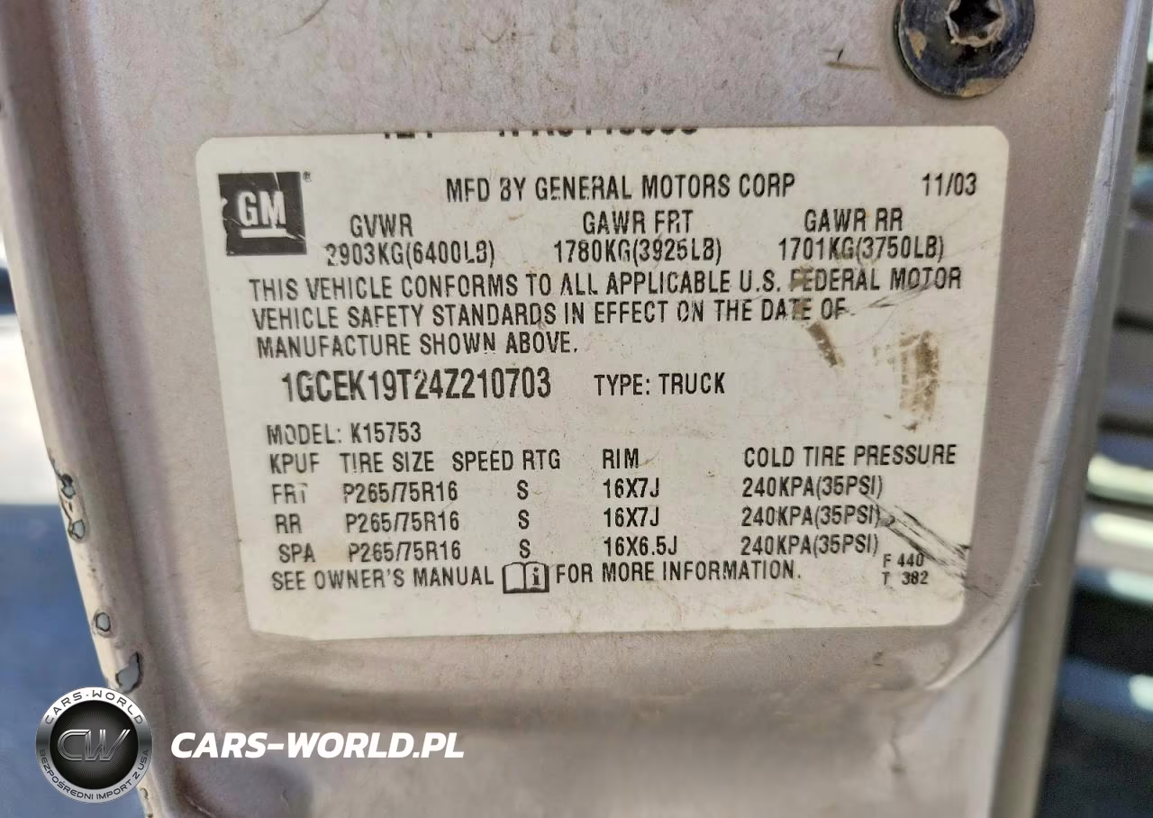 2004 Chevrolet Silverado K1500 VIN:1GCEK19T24Z210703 - 13