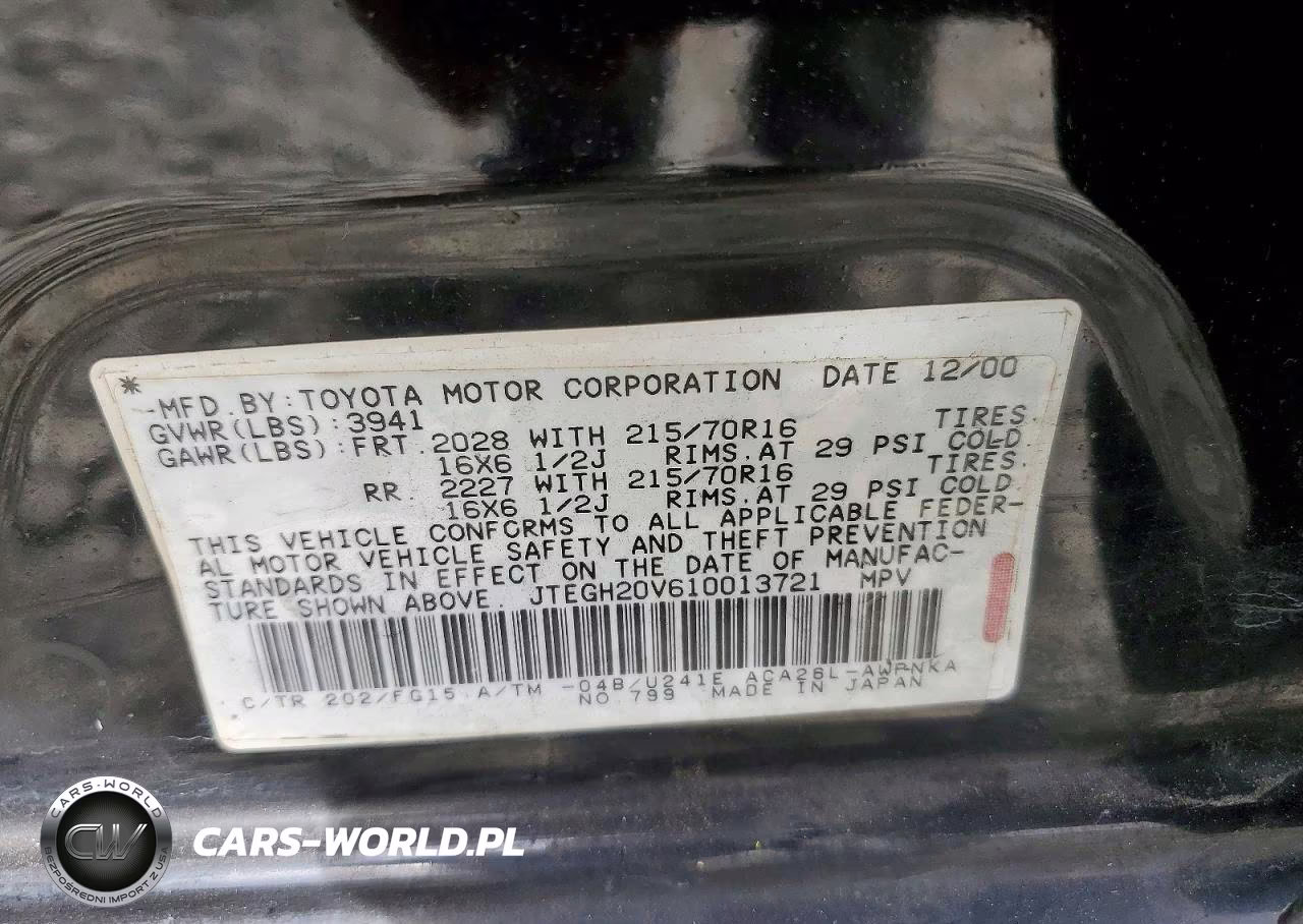 2001 Toyota Rav4 Base VIN:JTEGH20V610013721 - 13