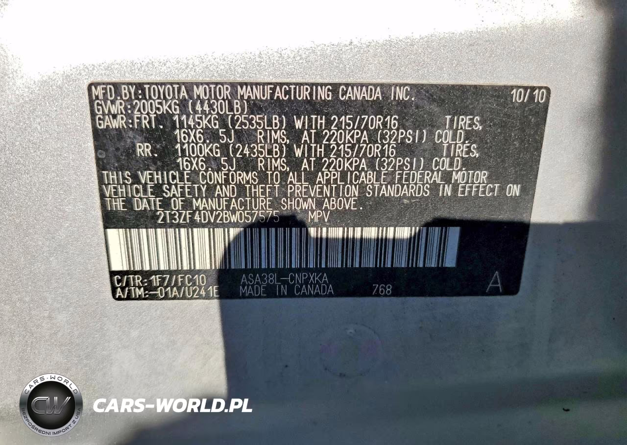 2011 Toyota Rav4 Base VIN:2T3ZF4DV2BW057575 - 12