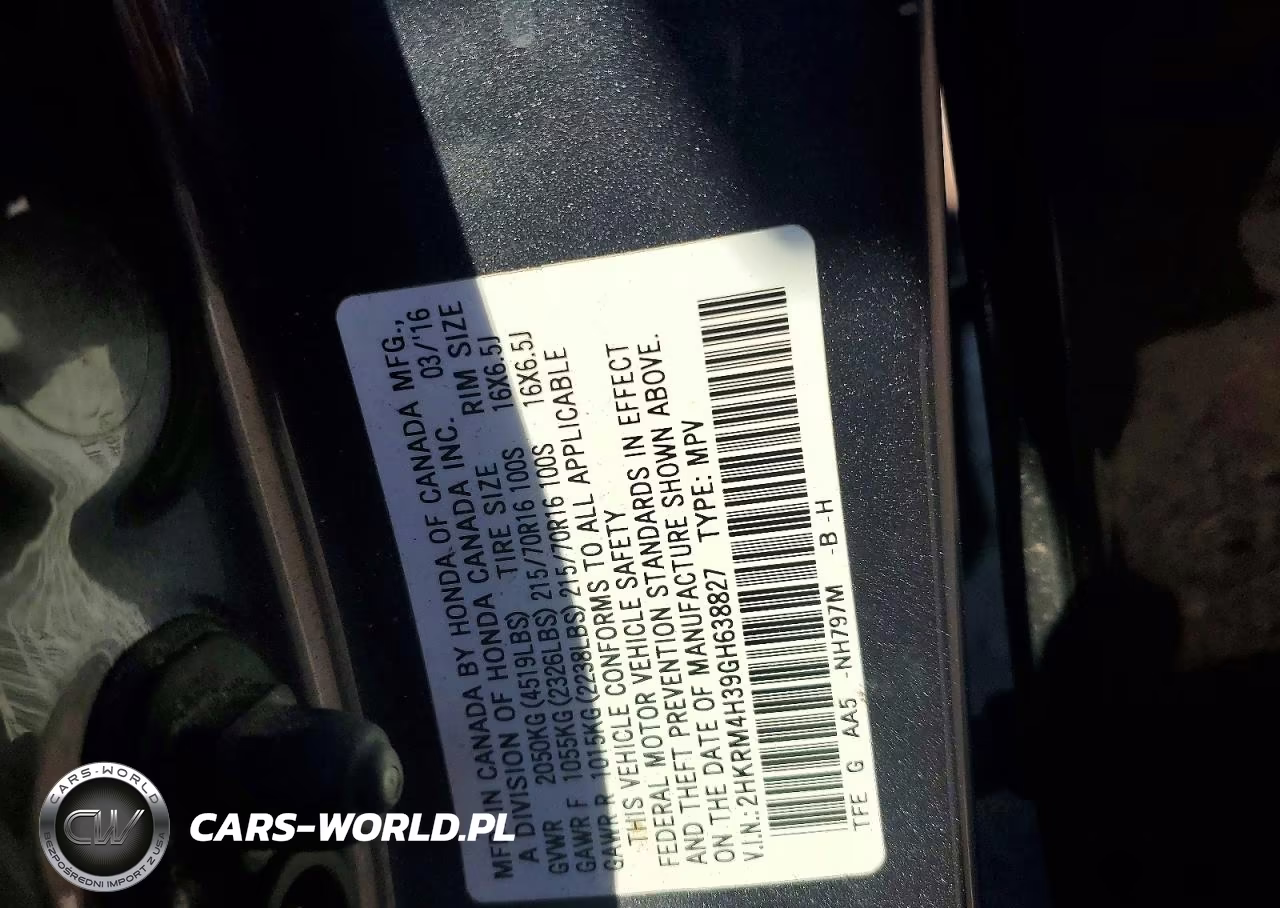 2016 Honda Cr-V Lx VIN:2HKRM4H39GH638827 - 14