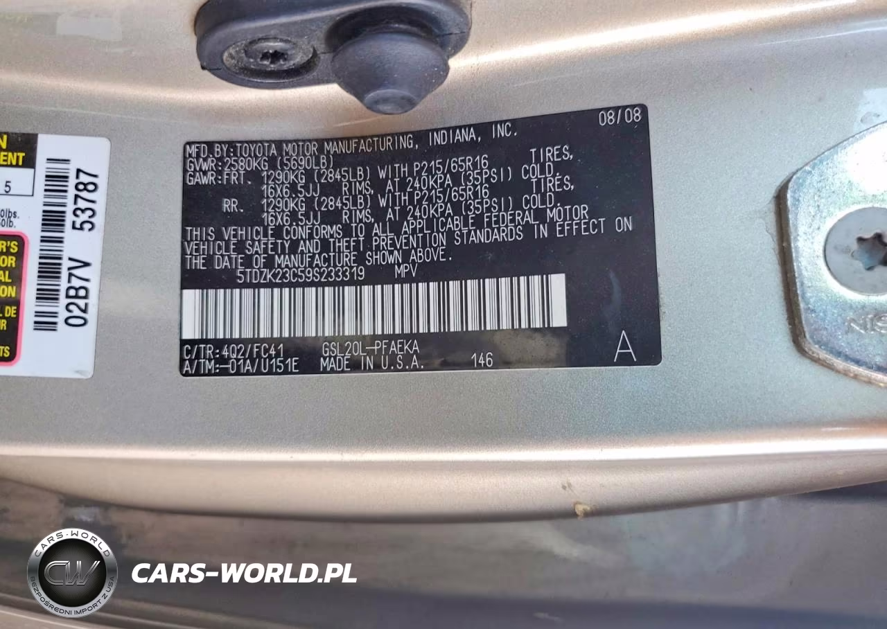 2009 Toyota Sienna Le 7-Passenger VIN:5TDZK23C59S233319 - 13
