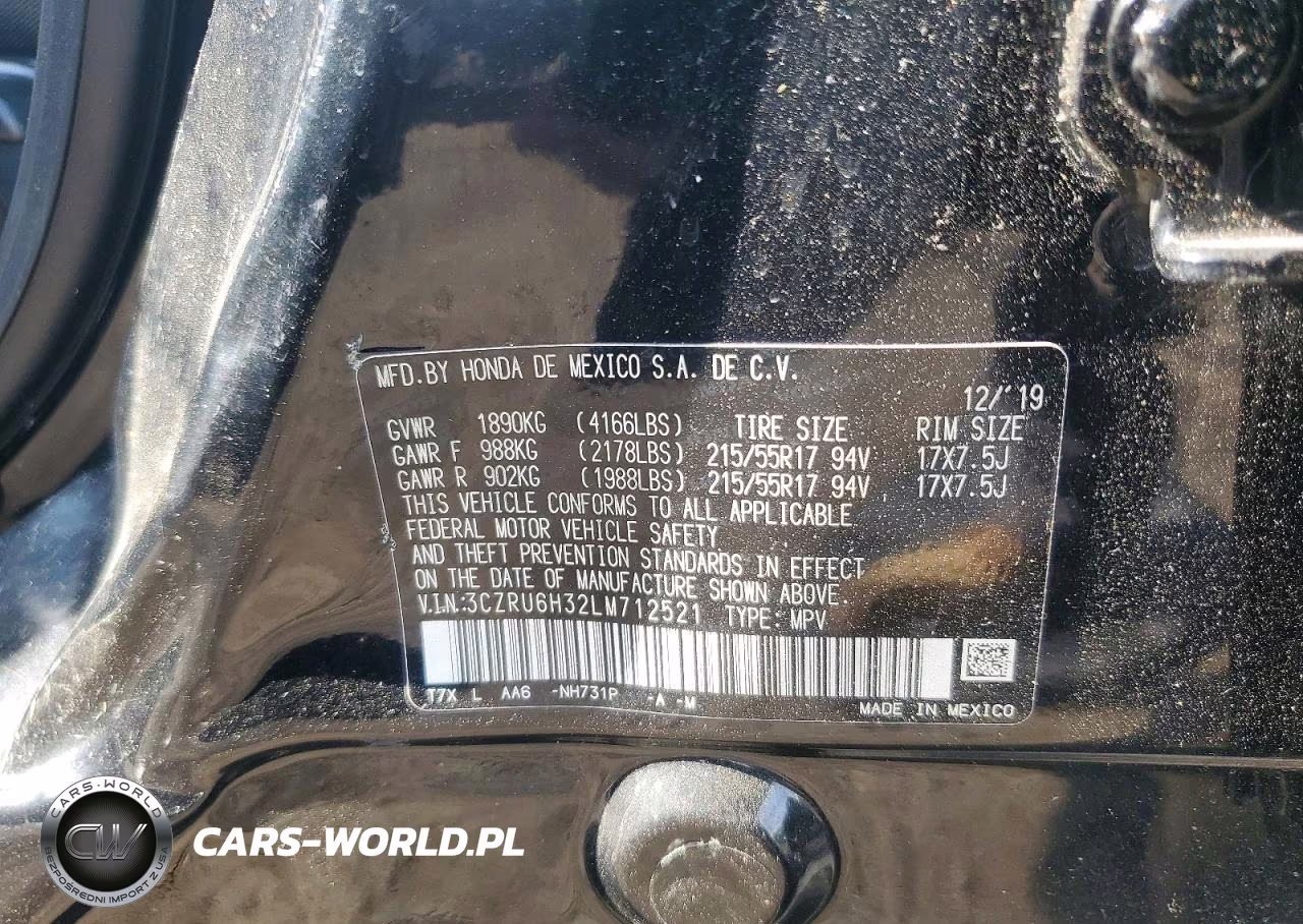 2020 Honda Hr-V Lx VIN:3CZRU6H32LM712521 - 13