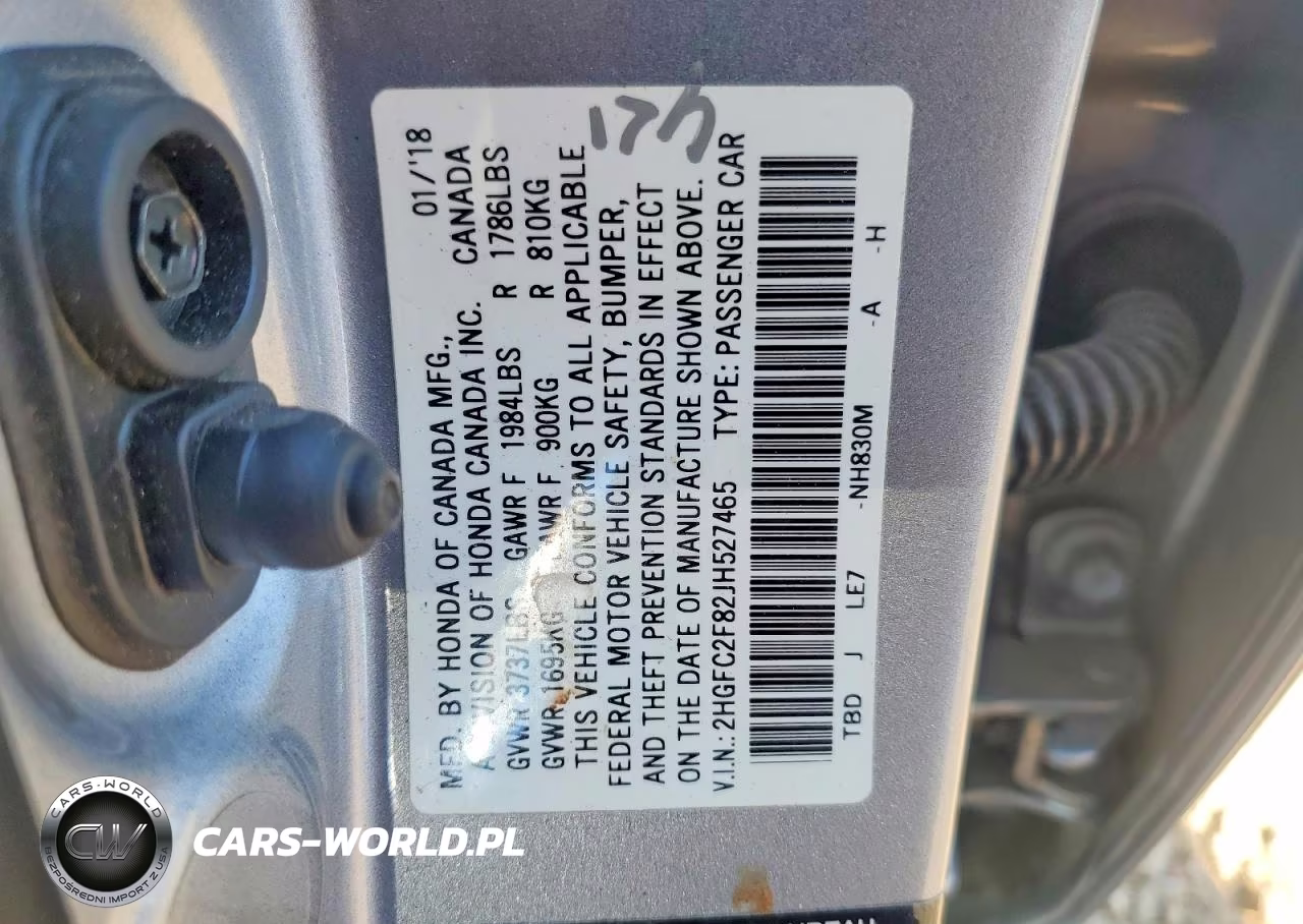 2018 Honda Civic Ex VIN:2HGFC2F82JH527465 - 13