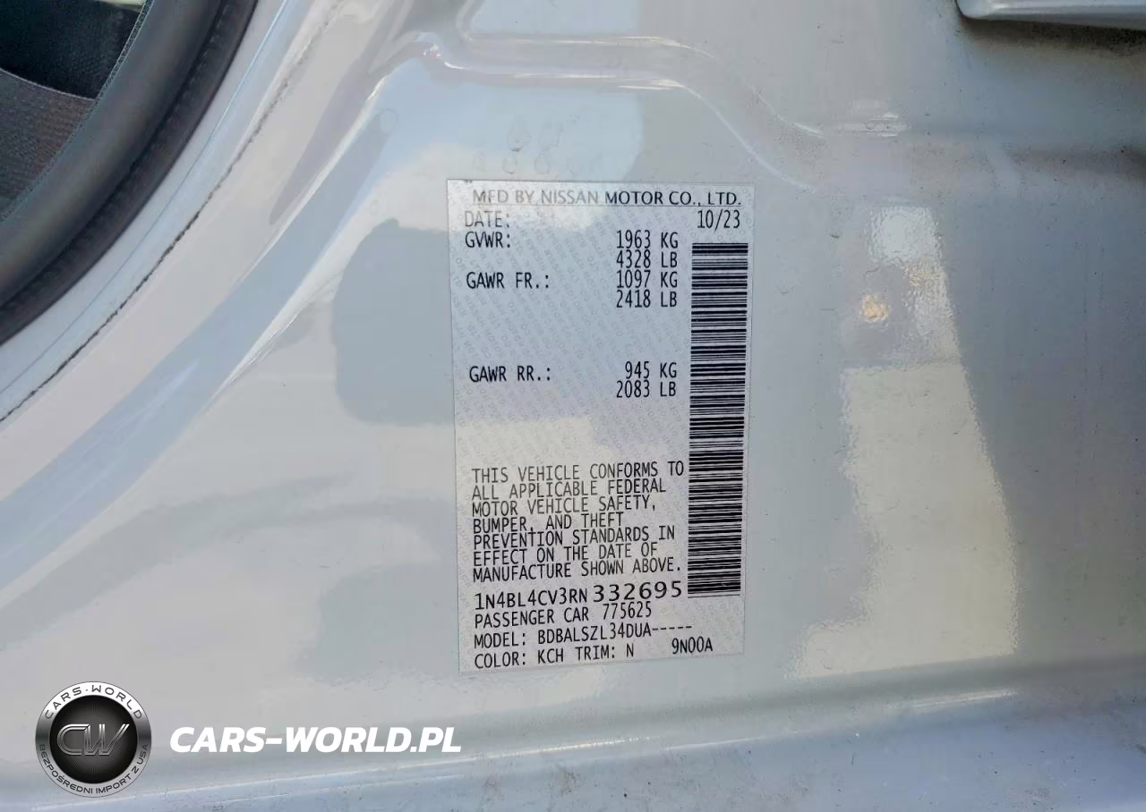 2024 Nissan Altima Sr VIN:1N4BL4CV3RN332695 - 12