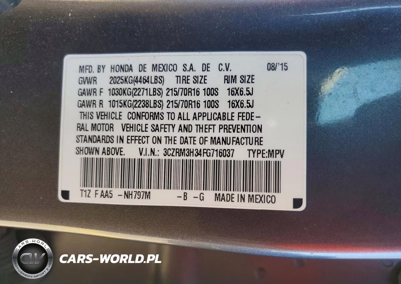 2015 Honda Cr-V Lx VIN:3CZRM3H34FG716037 - 13