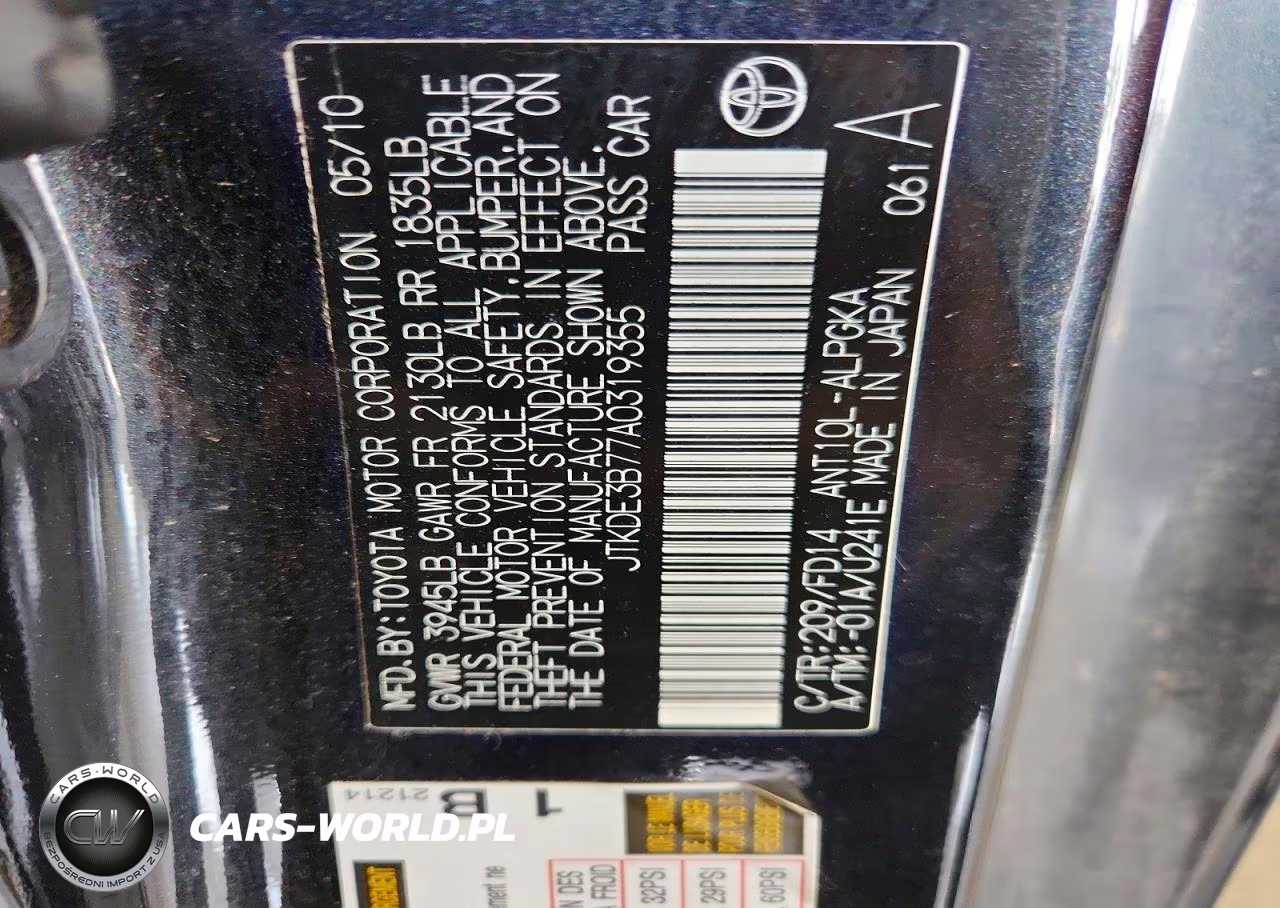 2010 Scion Tc Base VIN:JTKDE3B77A0319355 - 12