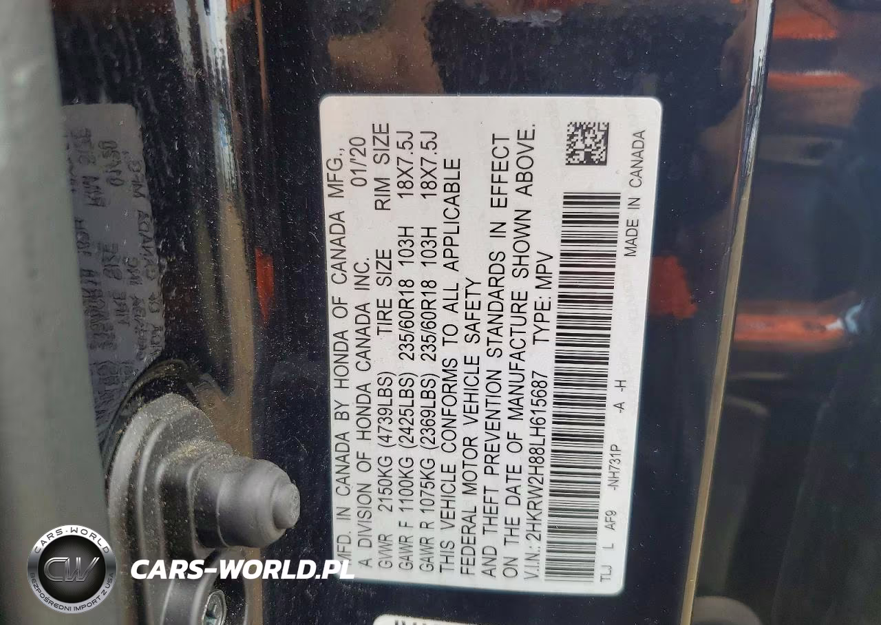 2020 Honda Cr-V Exl VIN:2HKRW2H88LH615687 - 12