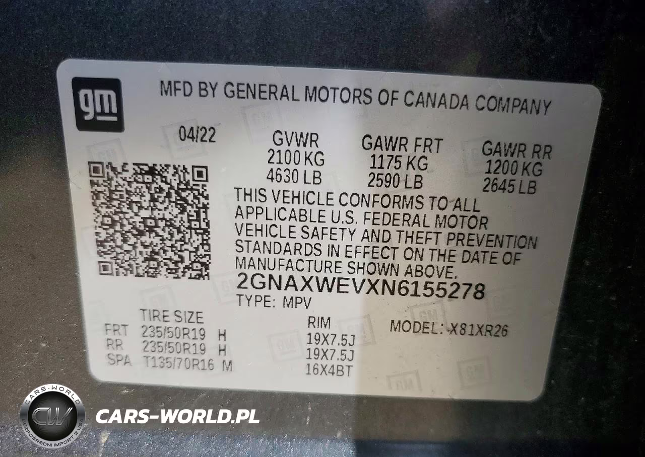 2022 Chevrolet Equinox Rs VIN:2GNAXWEVXN6155278 - 14