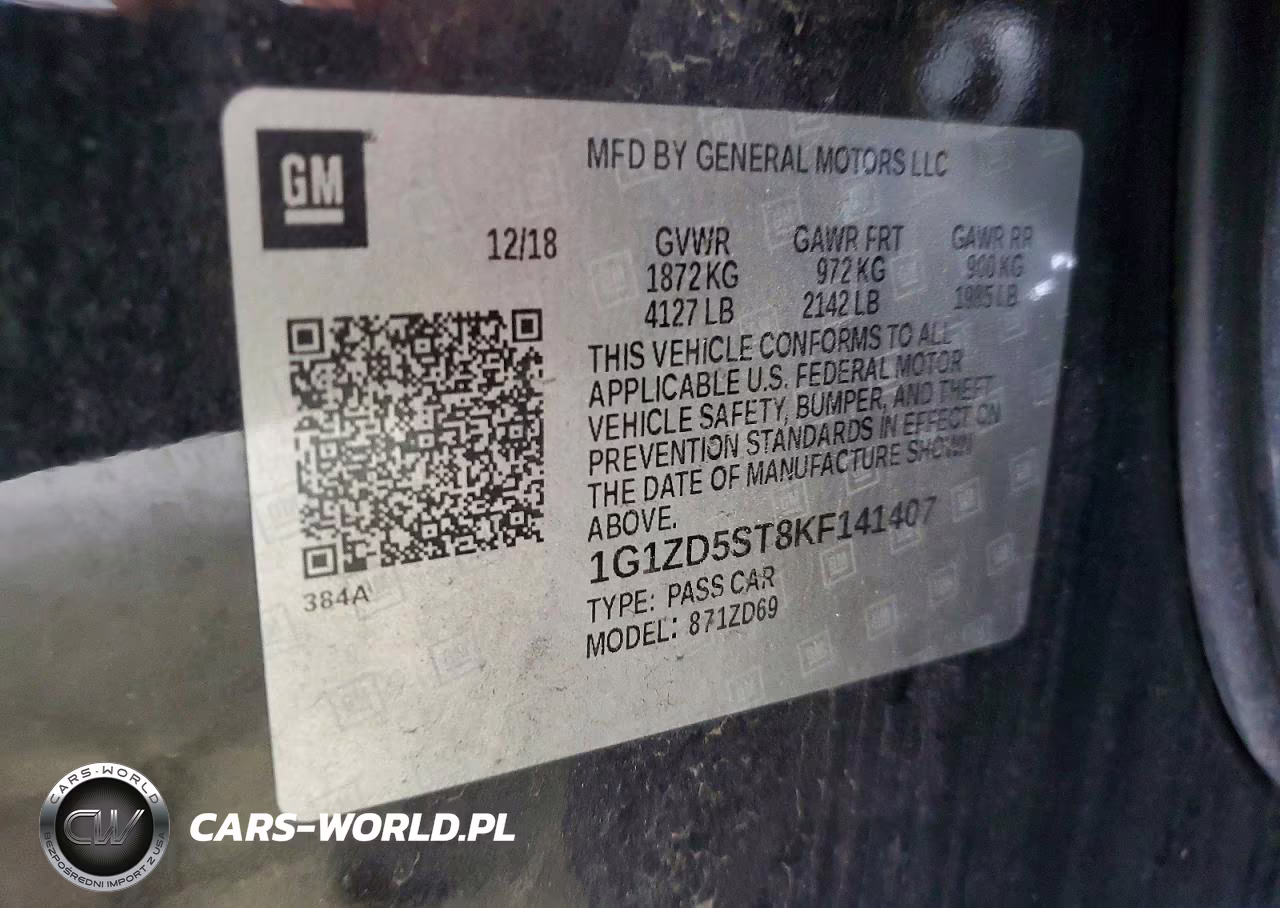 2019 Chevrolet Malibu Lt VIN:1G1ZD5ST8KF141407 - 12