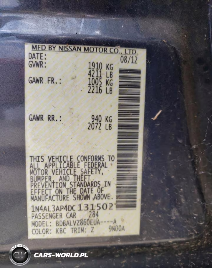 2013 Nissan Altima 2.5 VIN:1N4AL3AP4DC131502 - 12