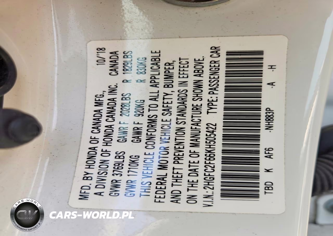 2019 Honda Civic Lx VIN:2HGFC2F66KH505422 - 12