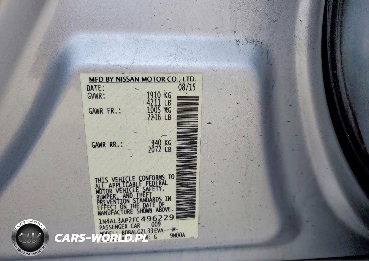 2015 Nissan Altima 2.5 S VIN:1N4AL3AP2FC496229 - 12