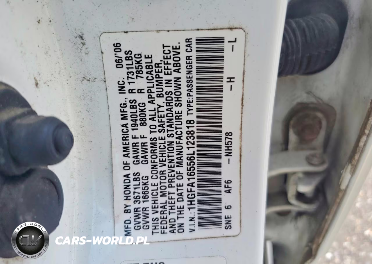 2006 Honda Civic Lx VIN:1HGFA16556L123818 - 12