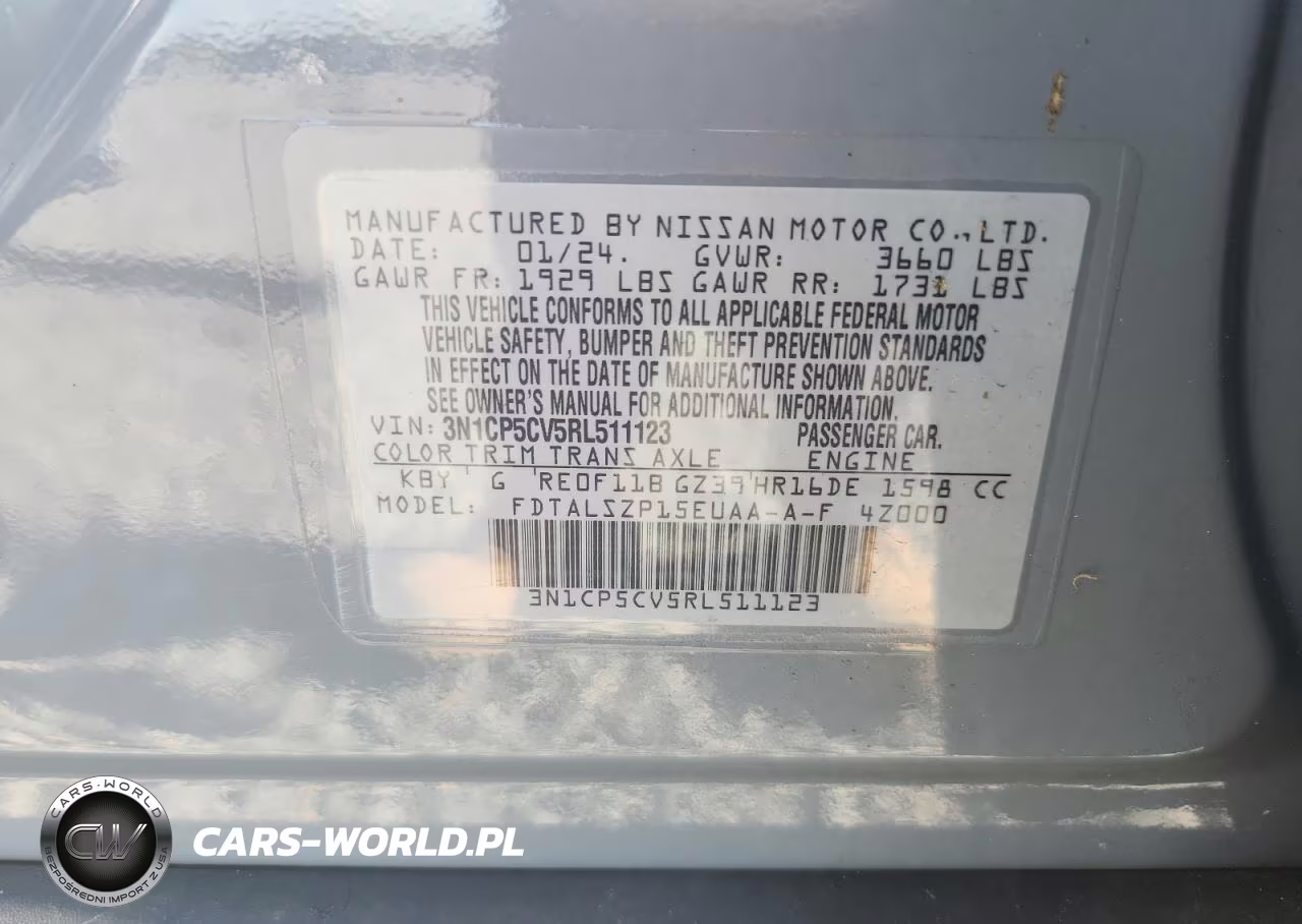 2024 Nissan Kicks Sv VIN:3N1CP5CV5RL511123 - 12