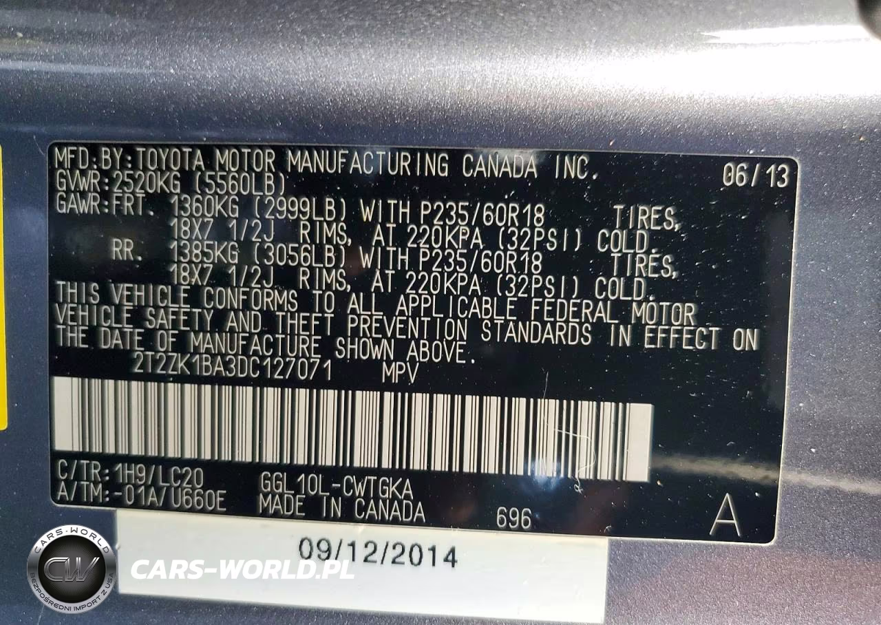 2013 Lexus Rx 350 VIN:2T2ZK1BA3DC127071 - 13