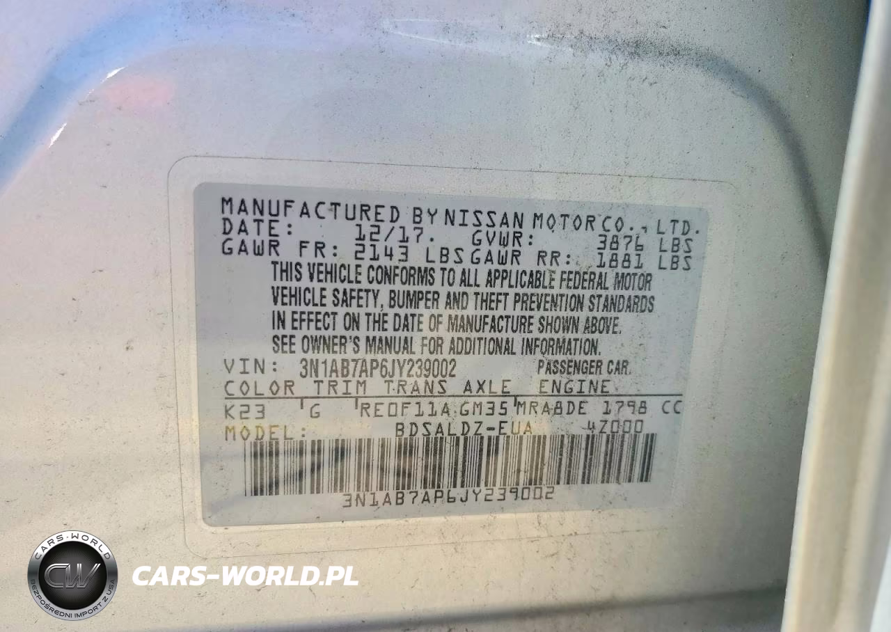 2018 Nissan Sentra Sv VIN:3N1AB7AP6JY239002 - 13