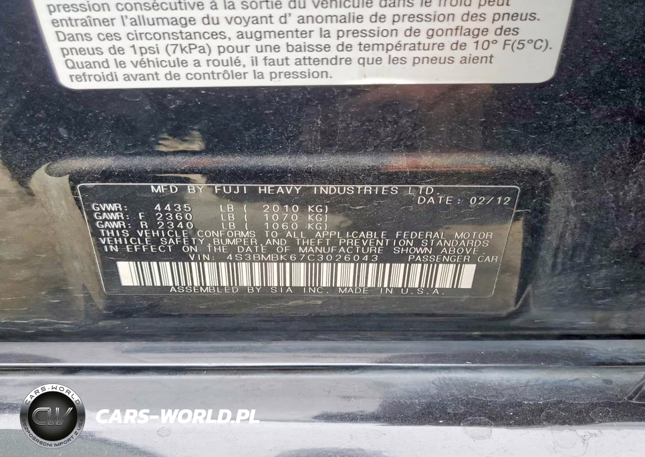 2012 Subaru Legacy 2.5I Limited VIN:4S3BMBK67C3026043 - 12