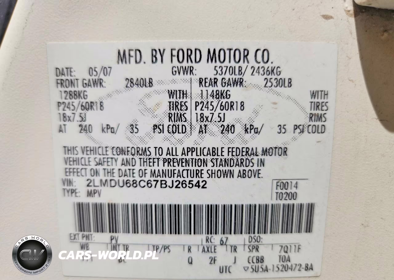2007 Lincoln Mkx VIN:2LMDU68C67BJ26542 - 13